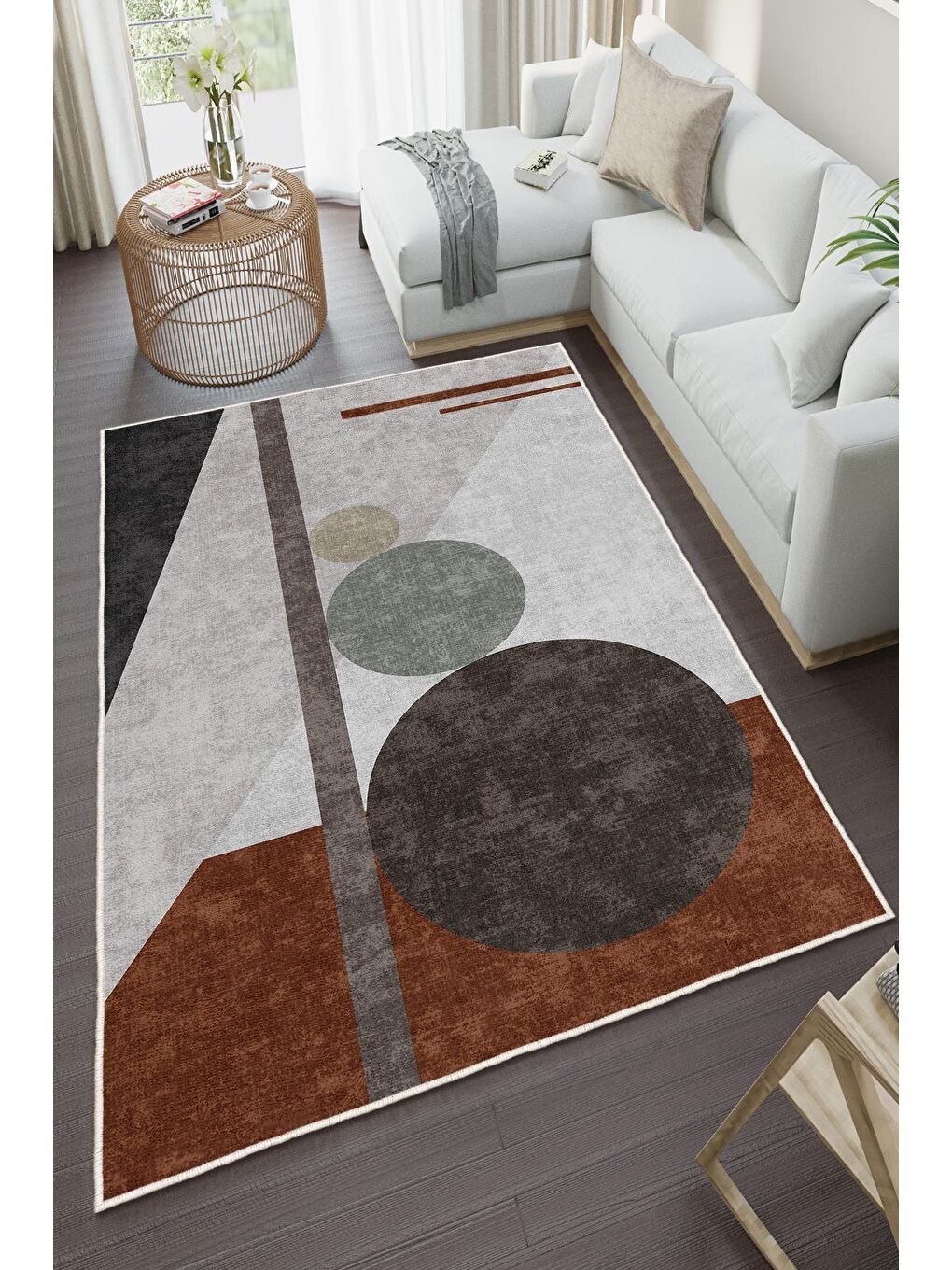 Karışık Özel Tasarım, Kaymaz Taban, İnce, Yıkanabilir, Modern Halı WOOKECE1437 80x150-2