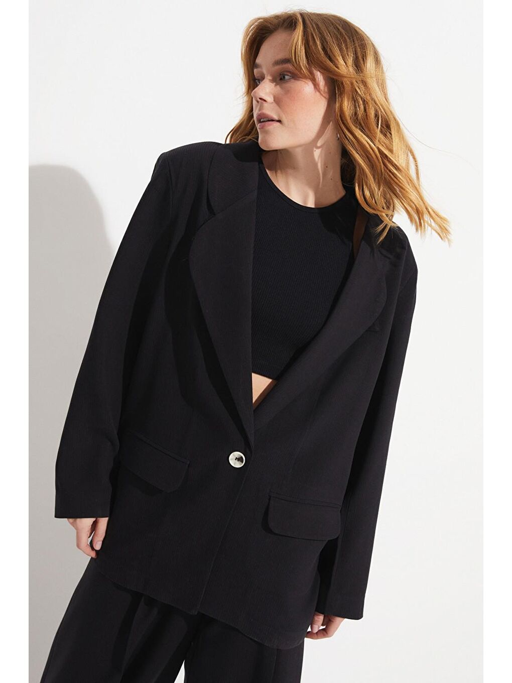 Siyah Mono Kapama Ceket-2