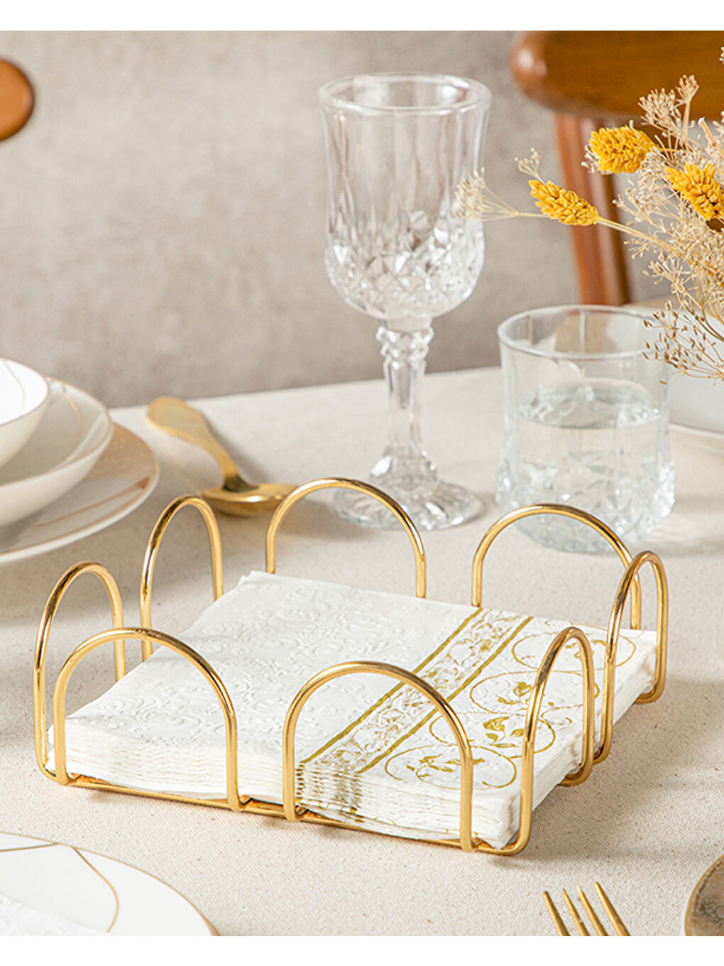 Sarı Regent Metal Peçetelik 18x18 cm Gold