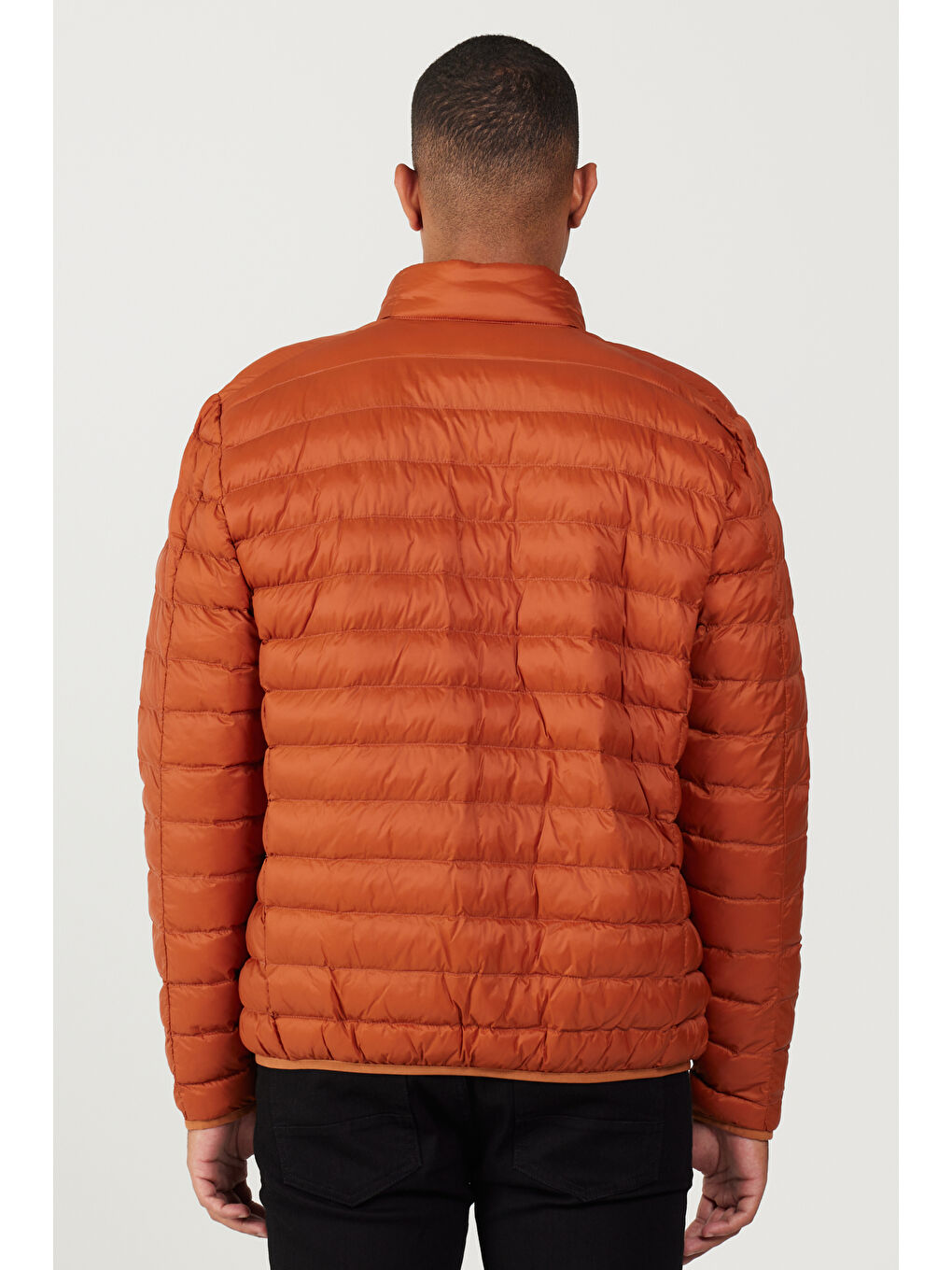 Kahverengi Erkek Kiremit Standart Fit Normal Kesim Dik Yaka Mont-4