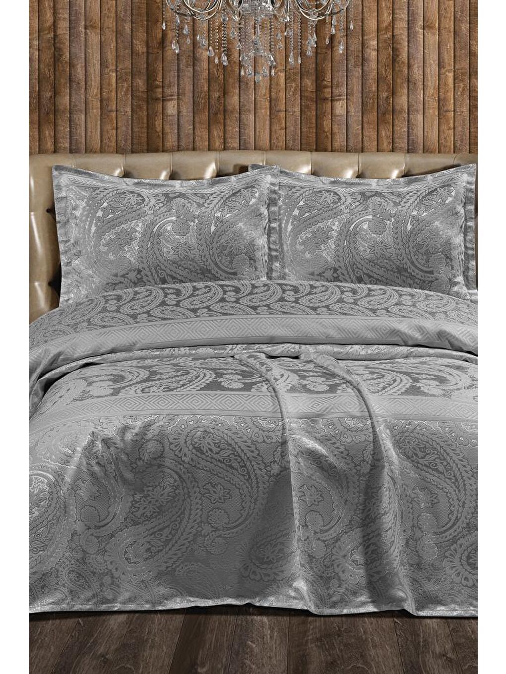 Arlina Şönil Çift Kişilik Yatak Örtüsü 240x260 cm Gri