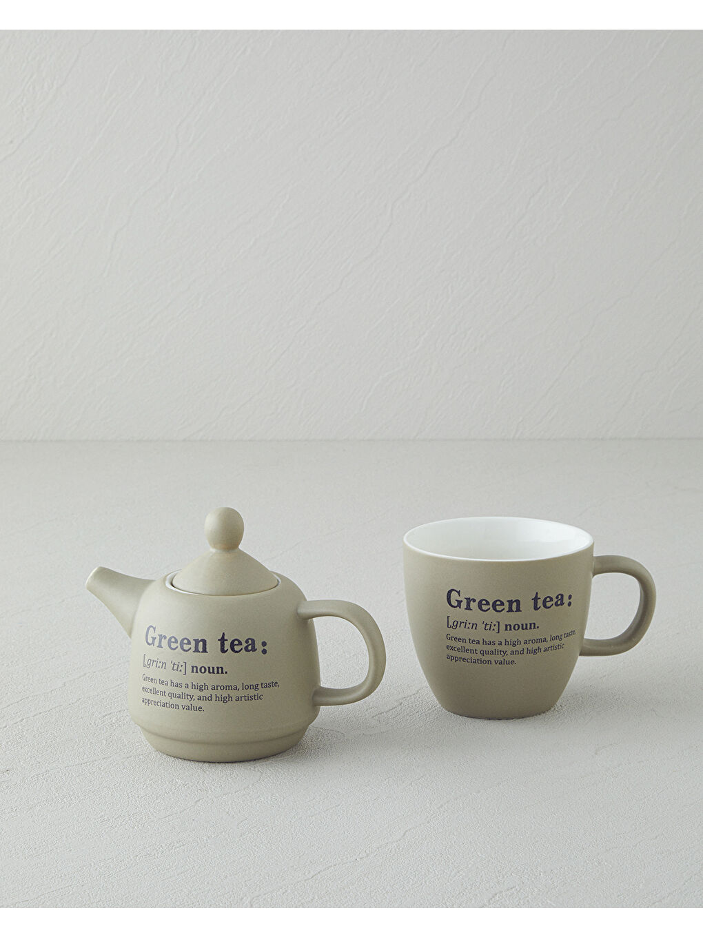 Green Tea New Bone China Demlik Seti 300 ml Yeşil-1
