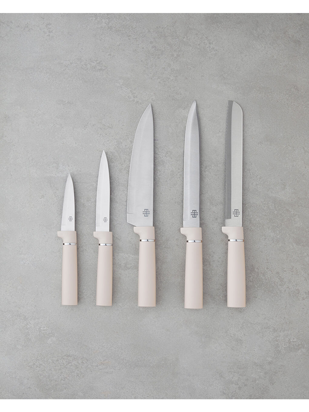 Ekru Pro Cut Silikon,Plastik,Paslanmaz Çelik Kesme Tahtası, Servis Gereci Bıçak Seti 21.5x13x20 cm Krem-2