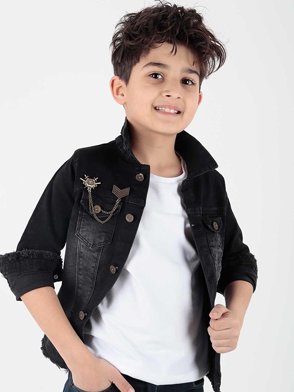 Siyah Erkek Çocuk Jean Ceket