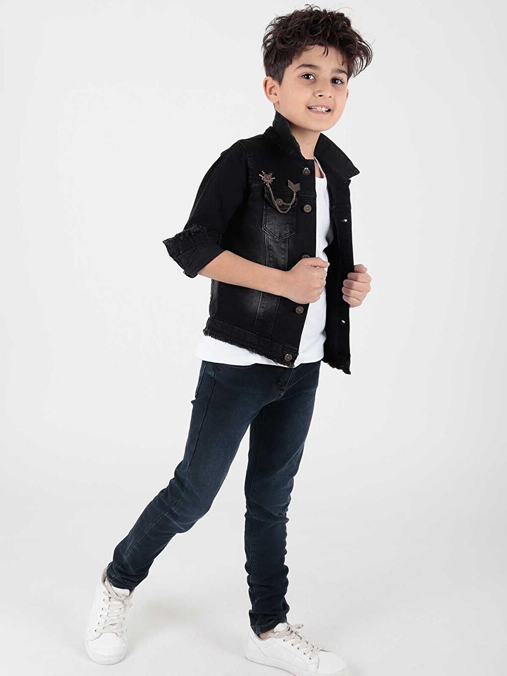 Siyah Erkek Çocuk Jean Ceket-2