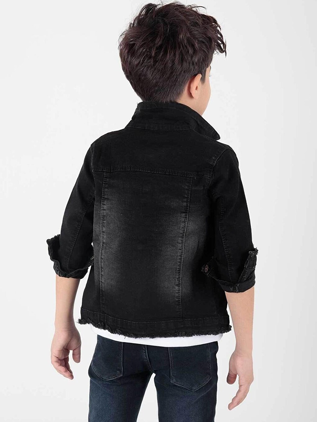 Siyah Erkek Çocuk Jean Ceket-3