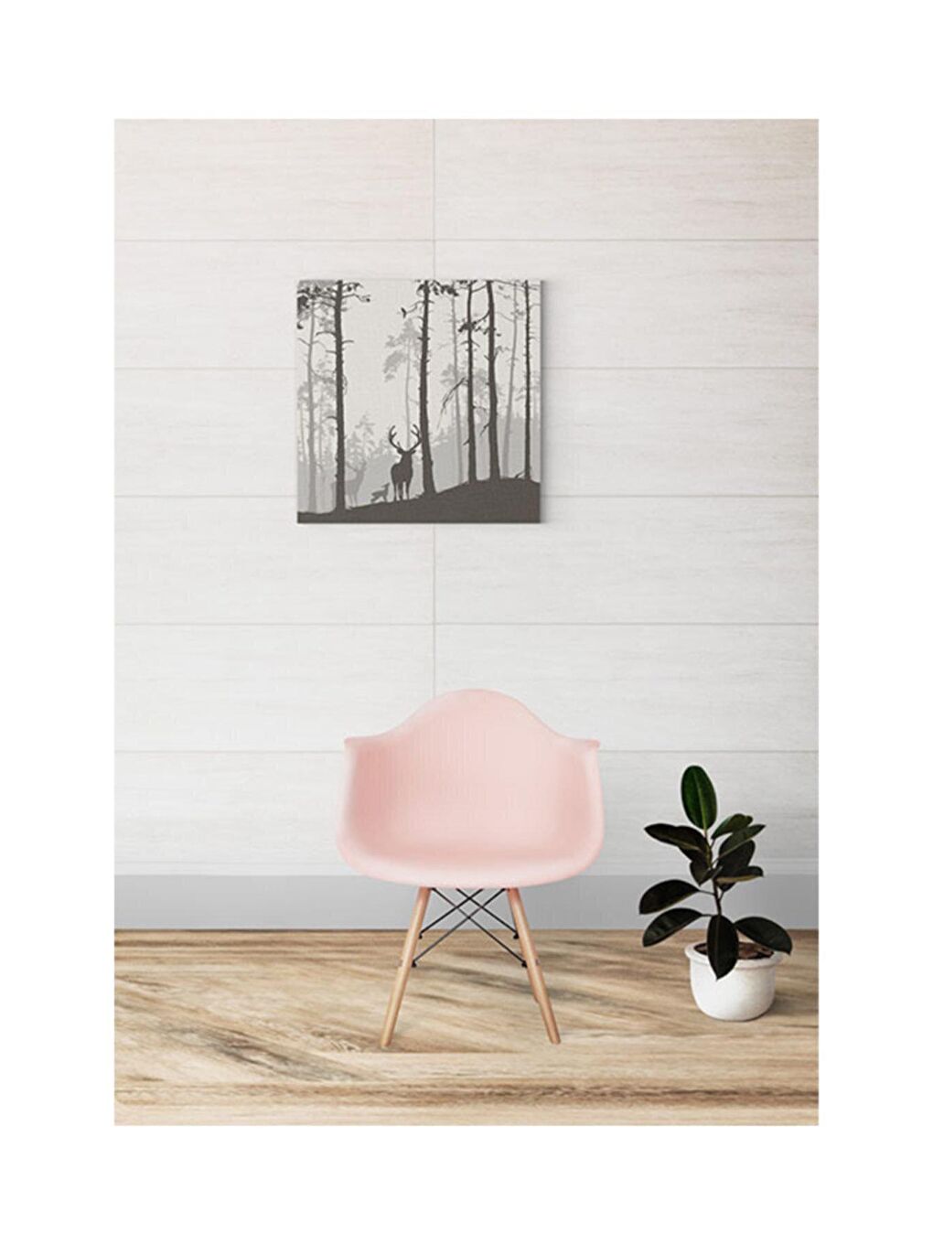 Karışık Orman & Geyik Kanvas Tablo Modeli 883 30x30 cm