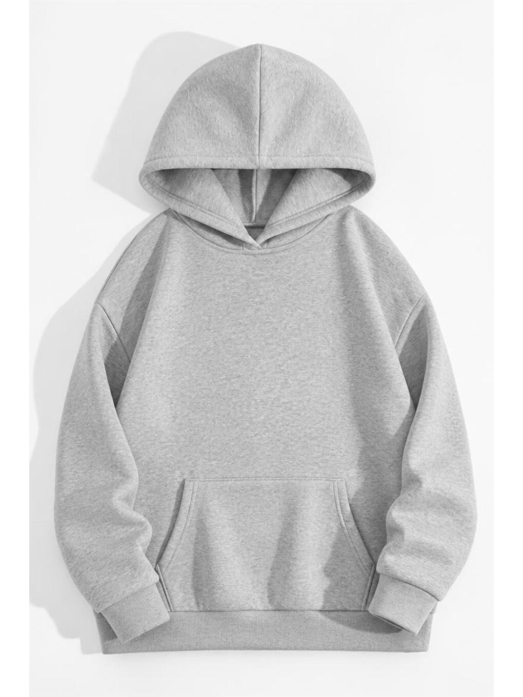 Gri Unisex Oversize La Sırt Baskılı "rock The World" Kapüşonlu Sweatshirt Hoodie-1