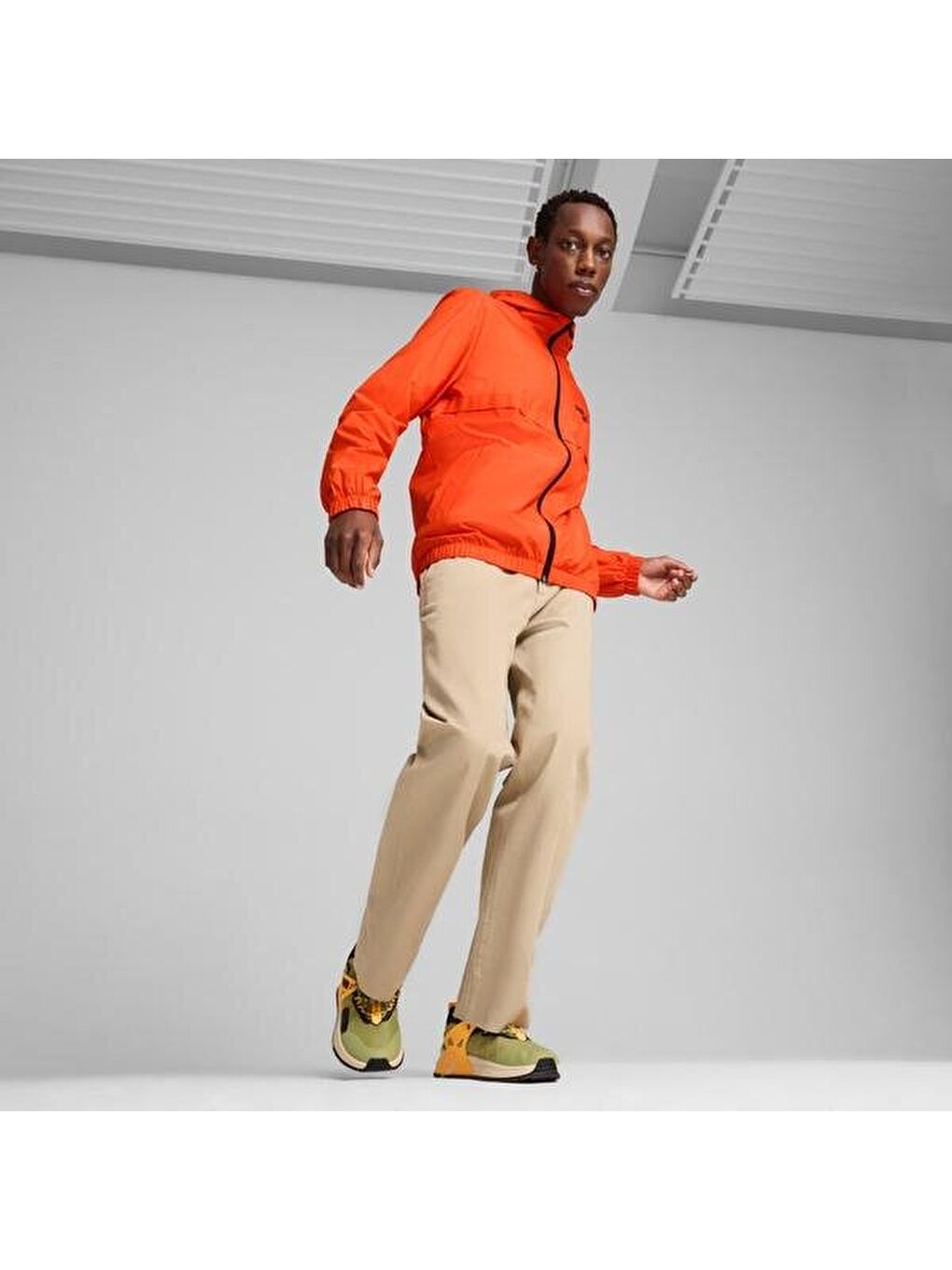 Essentials Solid Erkek Turuncu Kapüşonlu Ceket-1