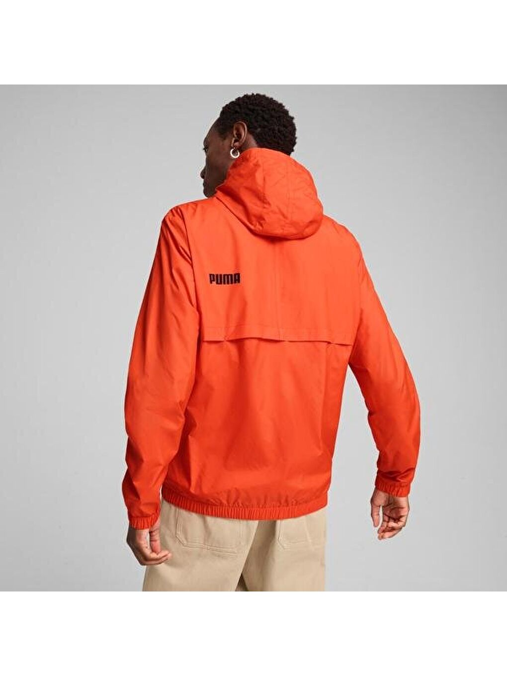 Essentials Solid Erkek Turuncu Kapüşonlu Ceket-2