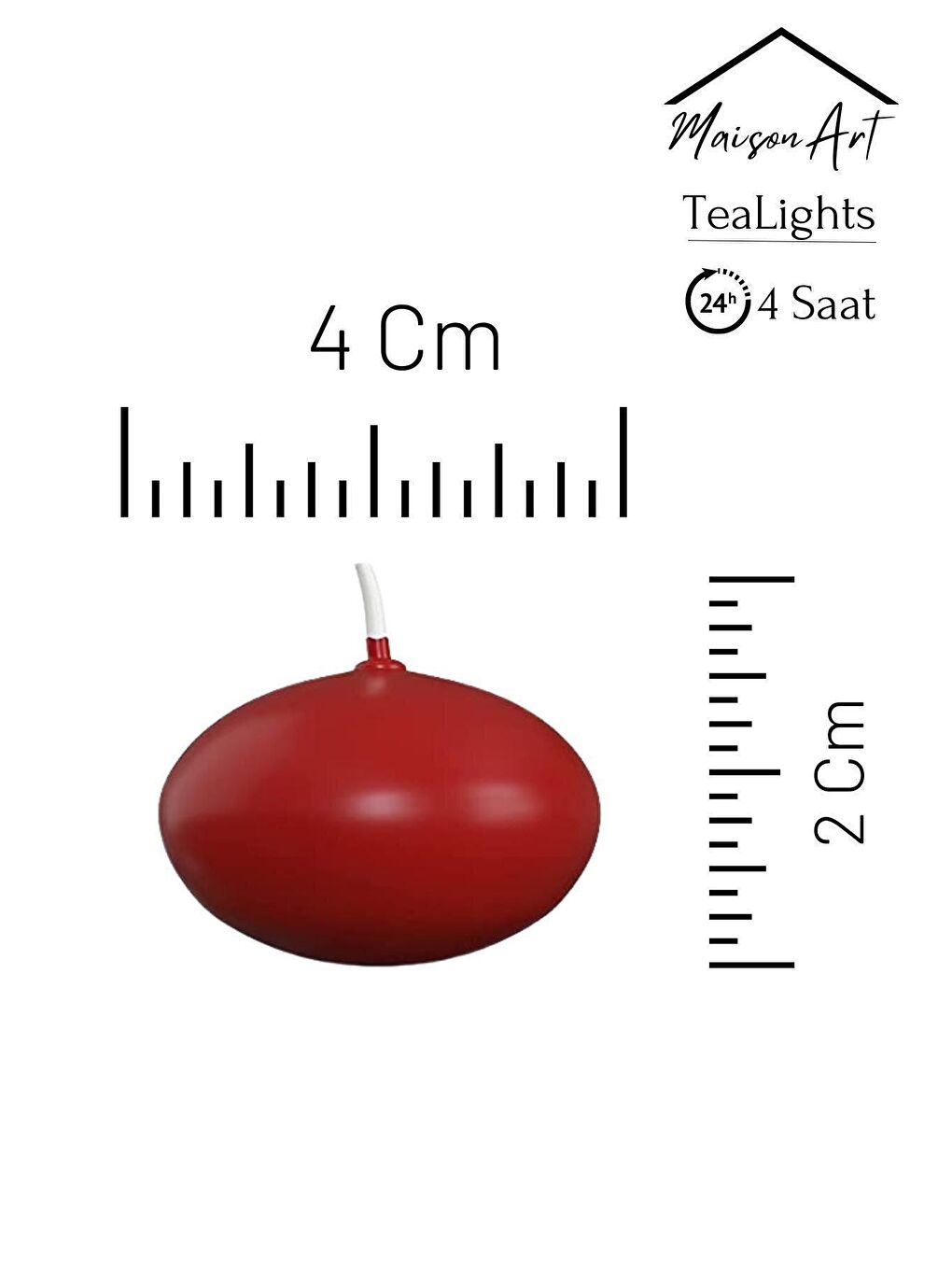 Float | Kırmızı 12 Adet Yüzen Mum | 4 Saat Yanan Tea Light Mum | Kokusuz Terapi Mumu-1