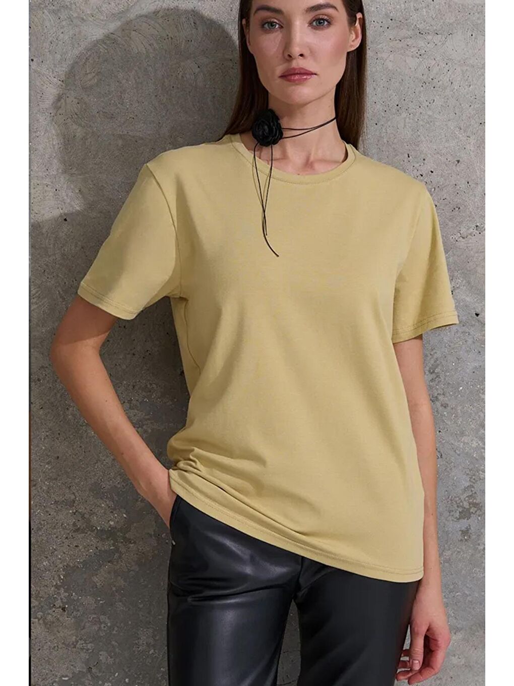 uyguntarz Bej Unisex Pamuklu Oversize Basic Tshirt