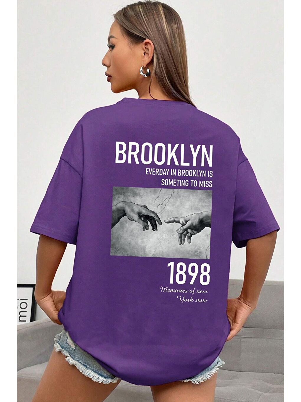 uyguntarz Mor Unisex 1898 Brooklyn Baskılı T-shirt