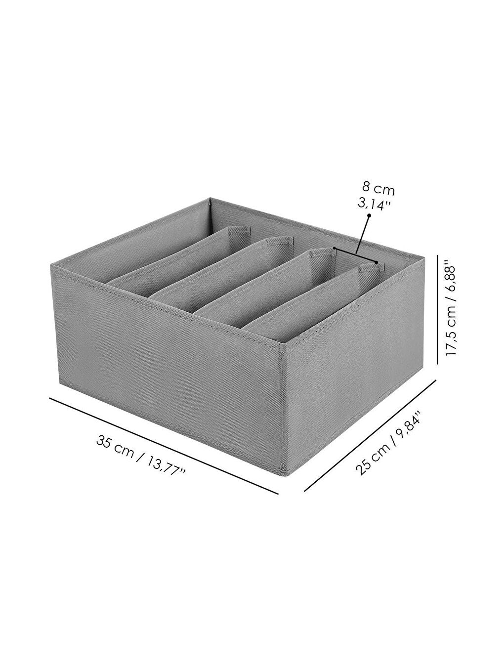 Meleni Home Gri 5 Adet 5 Bölmeli Çekmece Içi Düzenleyici, Dolap Çamaşır Düzenleyici, Saklama Kutusu Organizer - 6