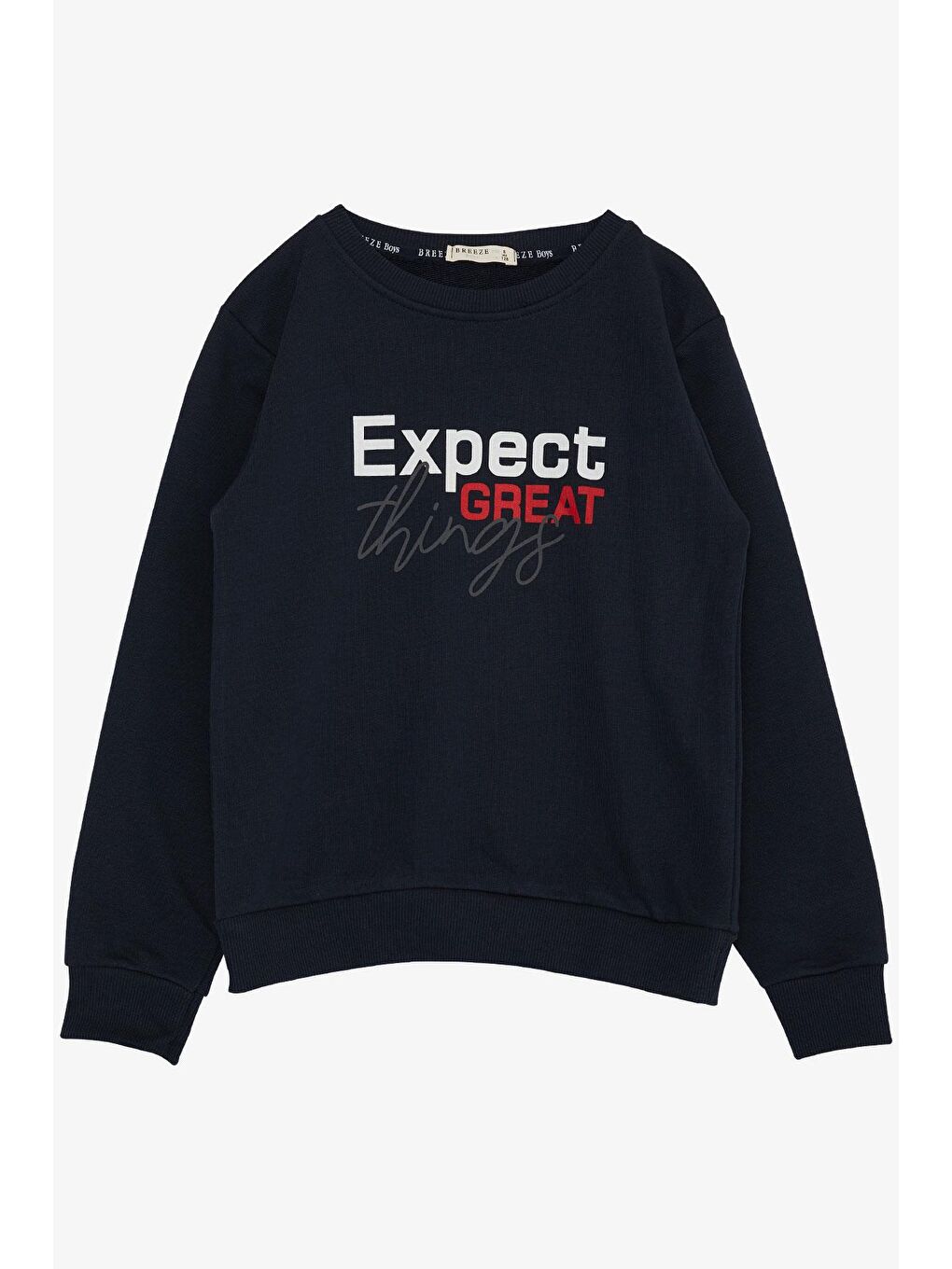 Breeze Lacivert Erkek Çocuk Sweatshirt Yazı Baskılı Lacivert (4-8 Yaş)