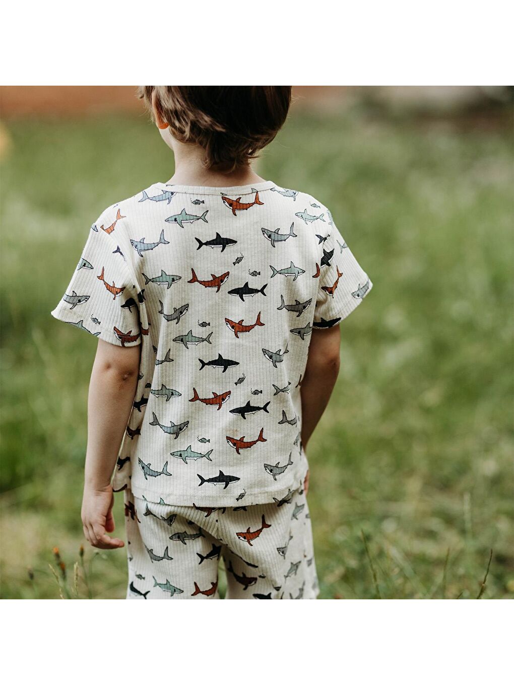 ANTEBIES Bej Köpekbalığı Kısa Kollu Pijama Takımı