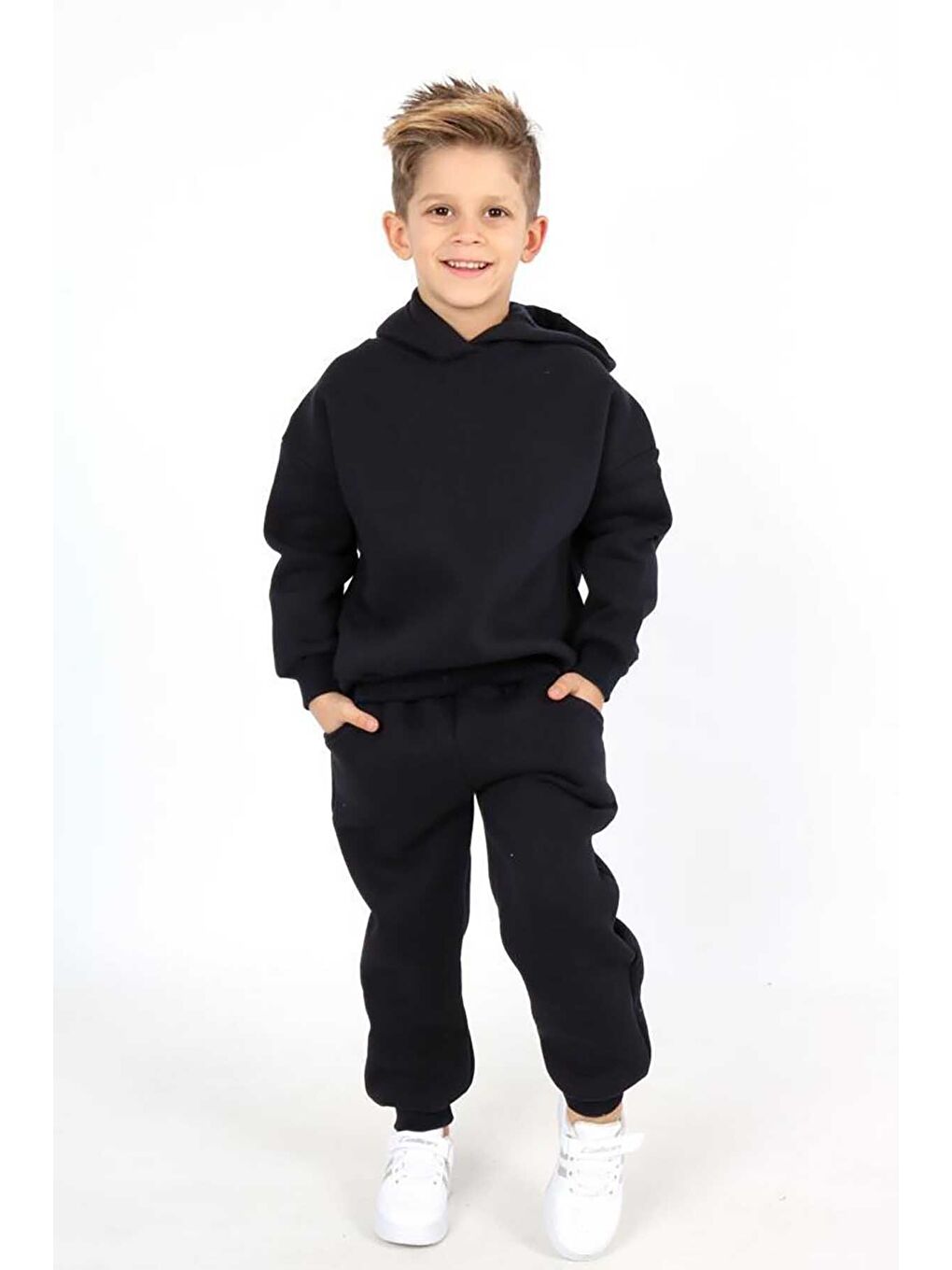 Siyah Üç İplik Kapüşonlu Şardonlu Takım-2