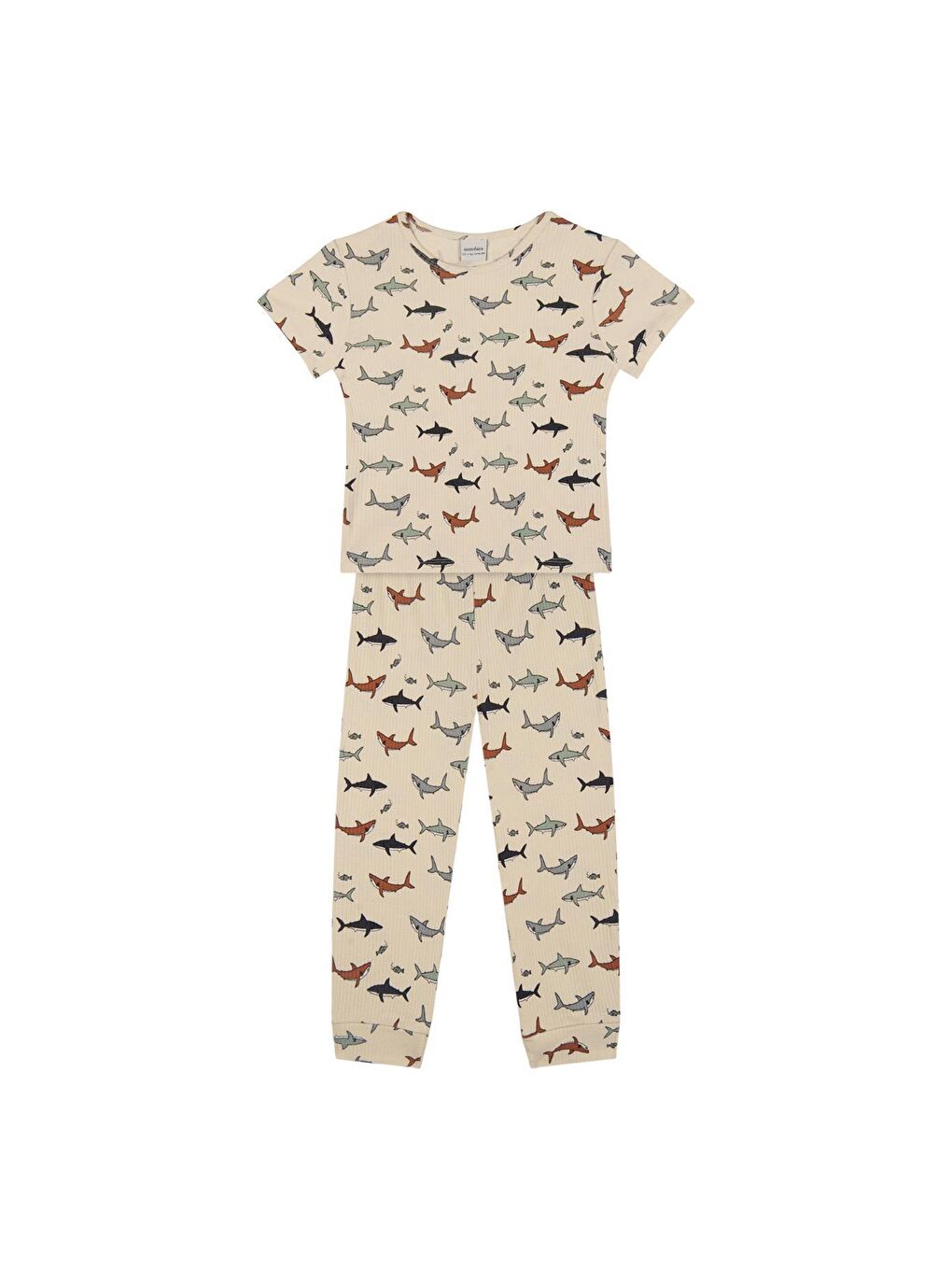ANTEBIES Bej Köpekbalığı Kısa Kollu Pijama Takımı - 1