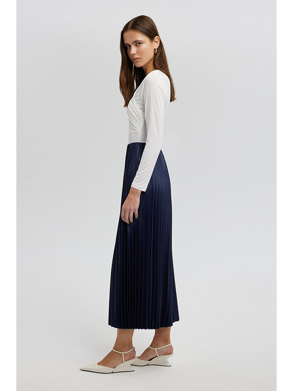 Lacivert Piliseli Etek-5