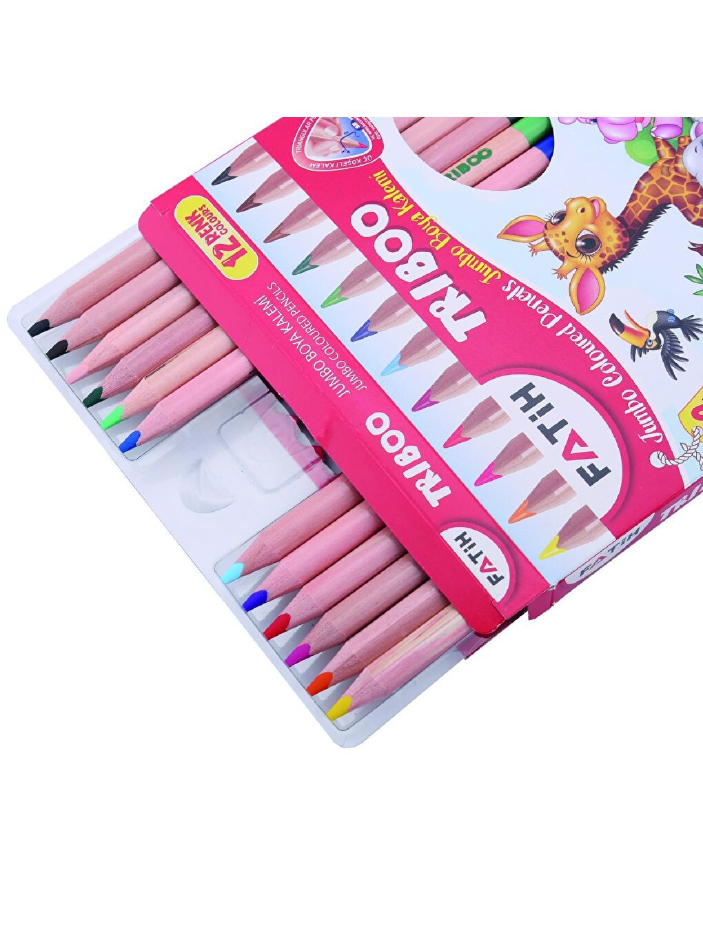 Fatih Triboo Natural Jumbo Kalemtraşlı 12'li Kuru Boya - 1