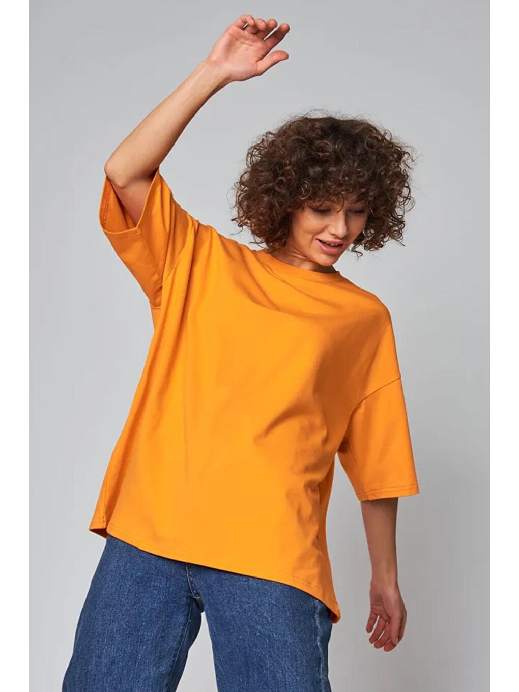 uyguntarz Turuncu Unisex Pamuklu Oversize Basic Tshirt - 1