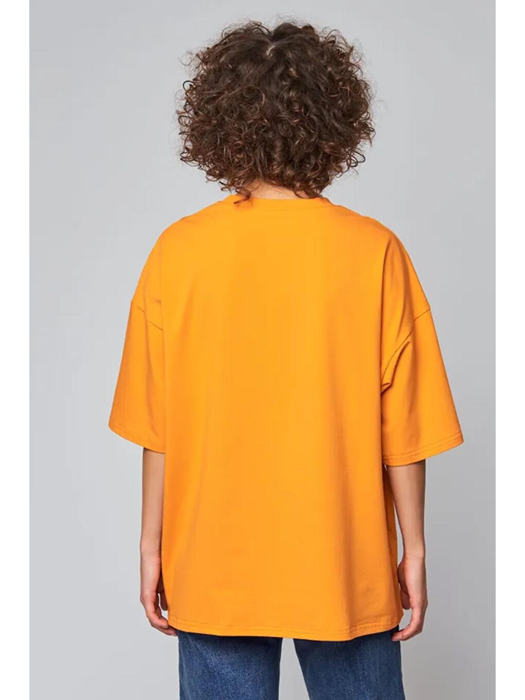 uyguntarz Turuncu Unisex Pamuklu Oversize Basic Tshirt - 2