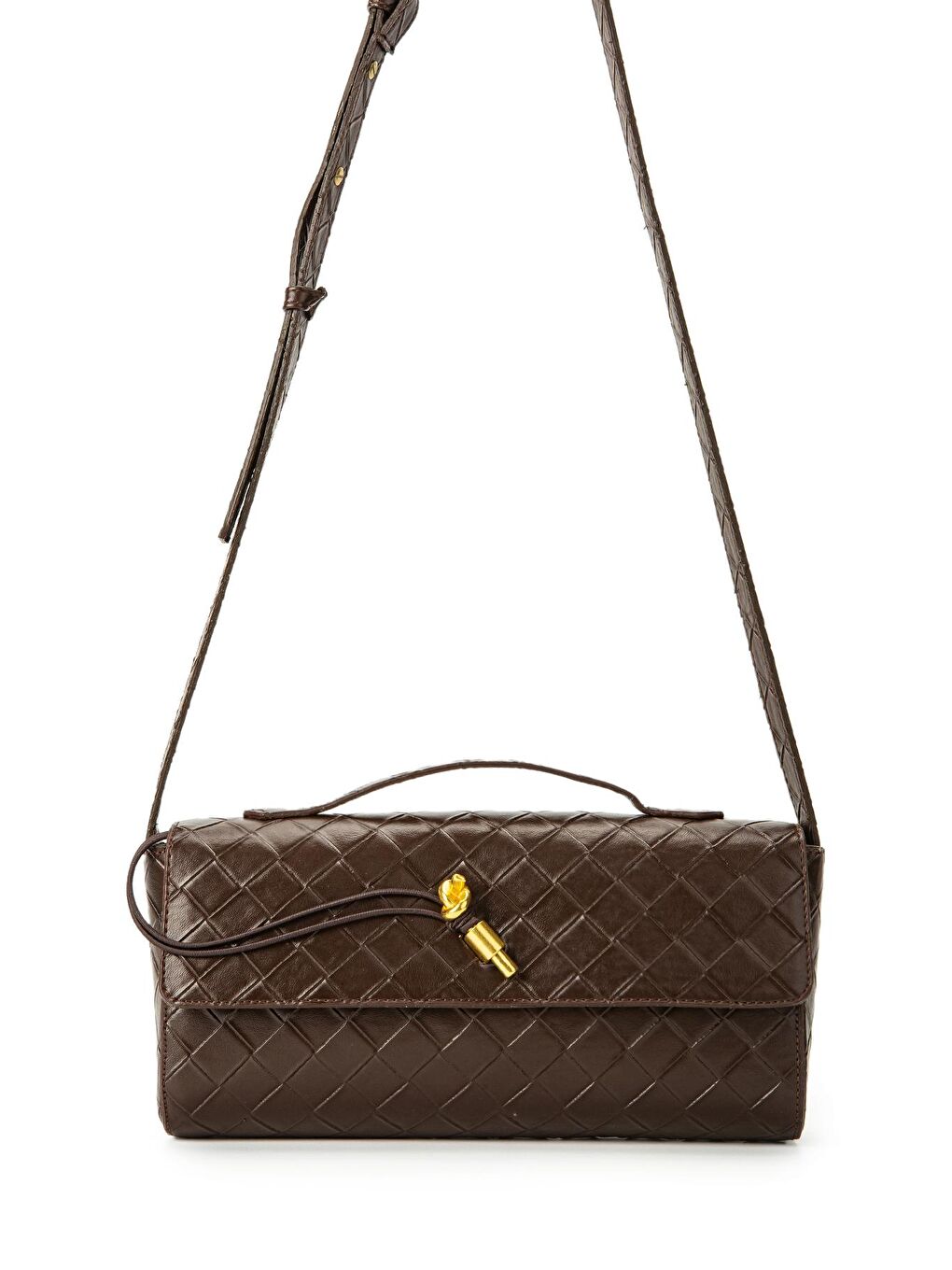 Suni Deri Özel Kilit Detaylı Kadın Kol Çanta Lacey Kahverengi