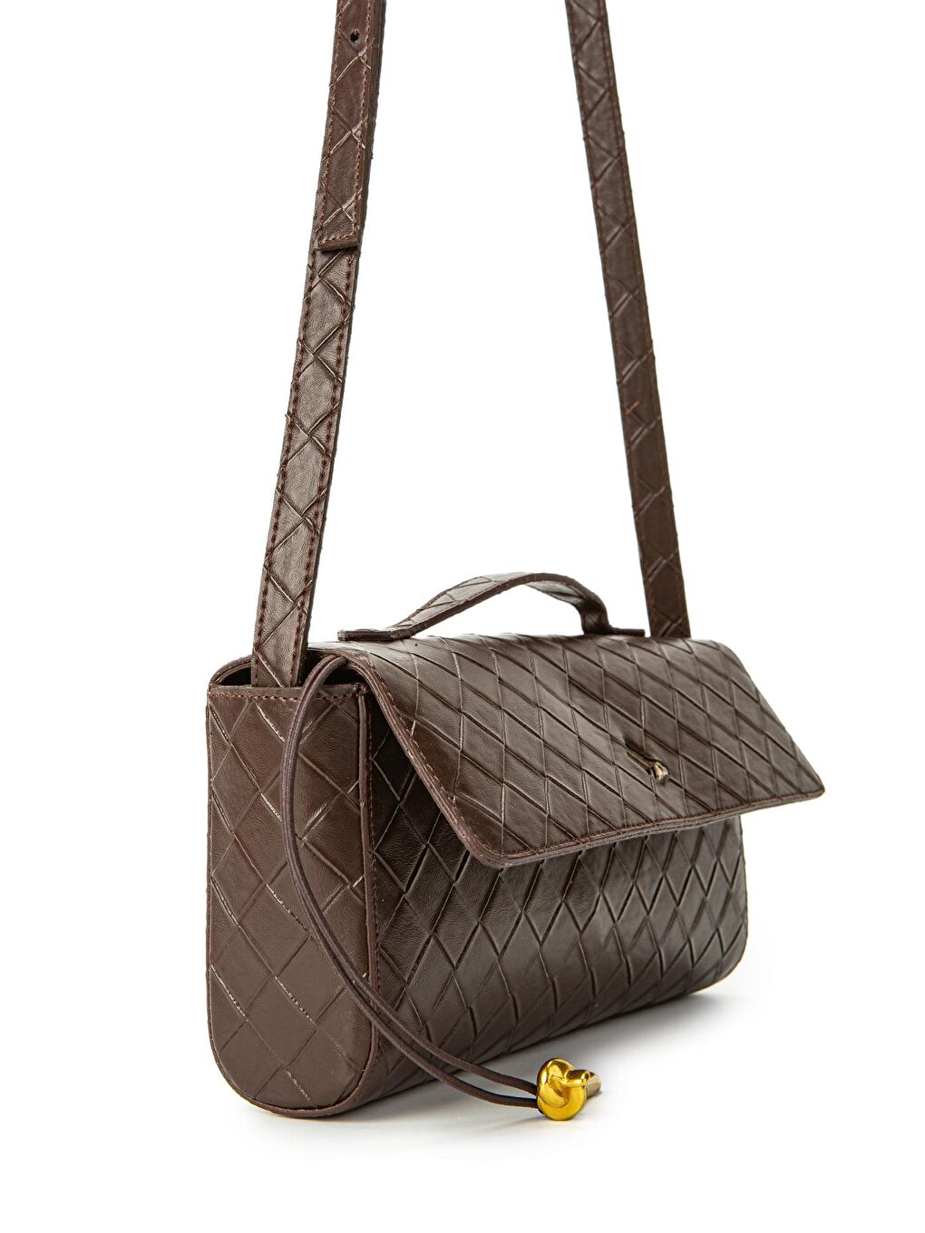 Suni Deri Özel Kilit Detaylı Kadın Kol Çanta Lacey Kahverengi-2