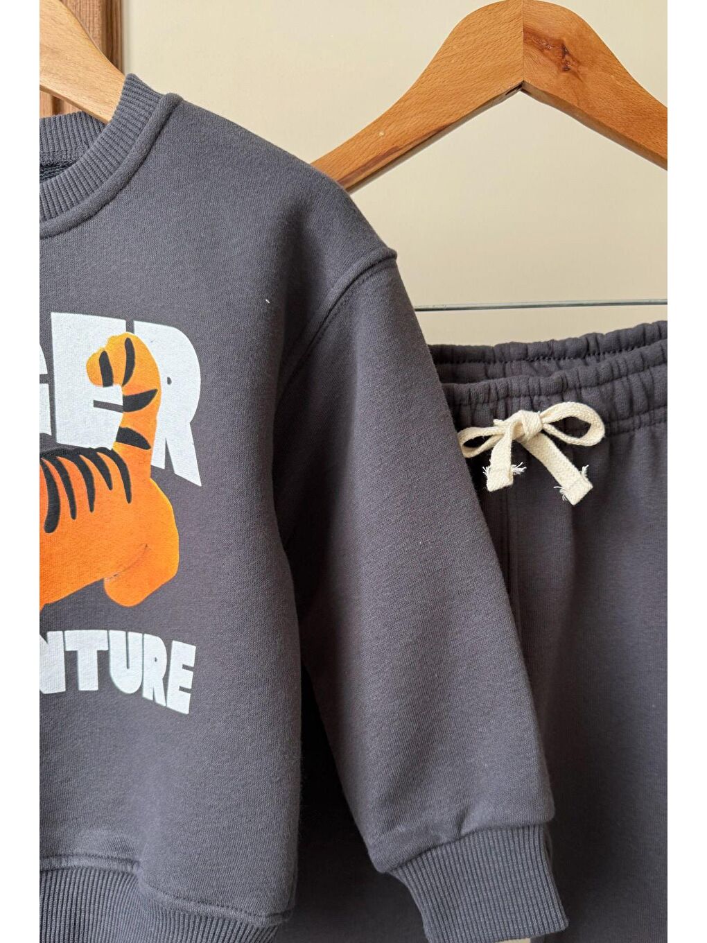 Antrasit Erkek Çocuk Baskılı 3 İplik Kumaş Pamuklu Alt Üst Takım-3