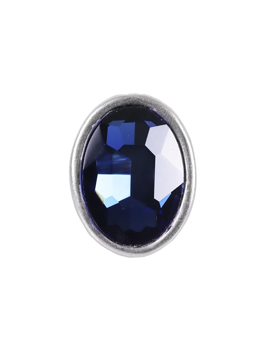 Lacivert Kadın Antik Gümüş Kaplama Taşlı Hürrem Yüzük-1
