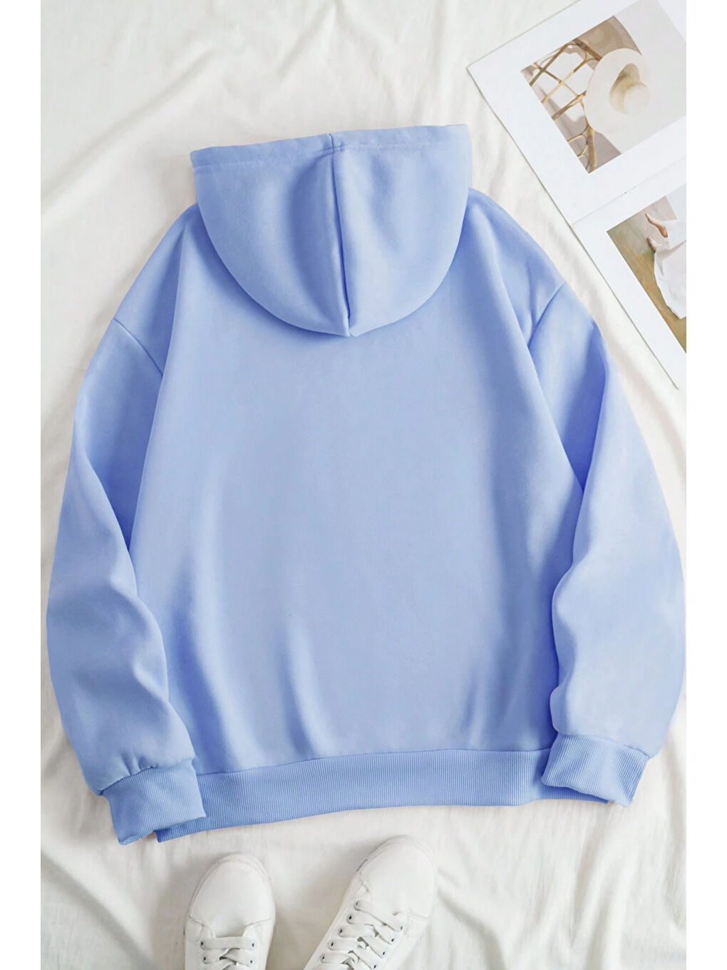 uyguntarz Bebek Mavisi Unisex Kalp Baskılı Oversize Sweatshirt - 1