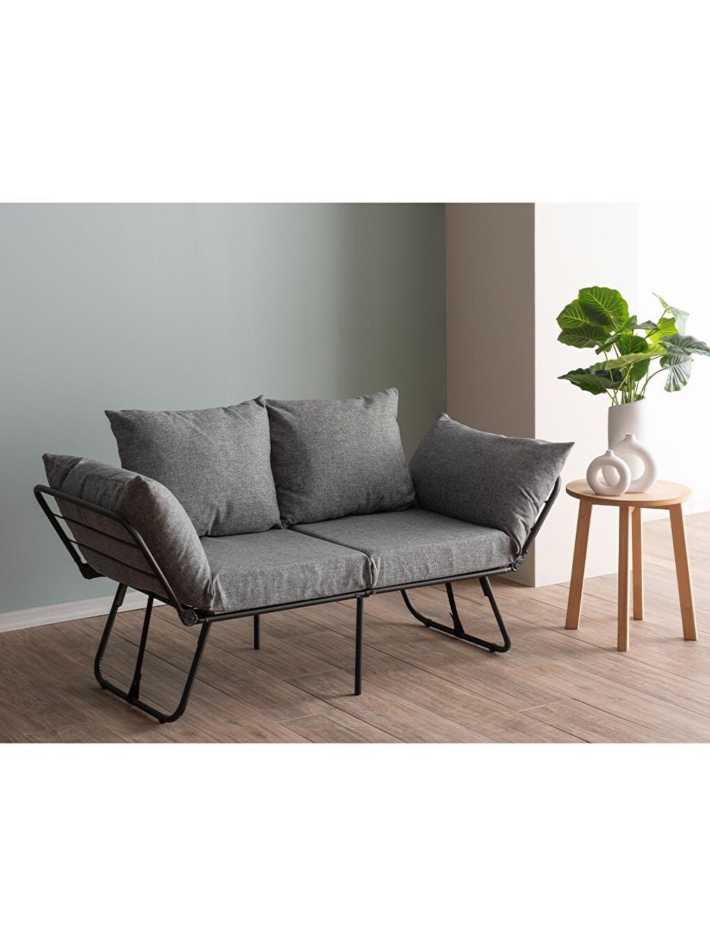 Viper İkili Katlanır Yataklı Koltuk Keten Açık Gri-6