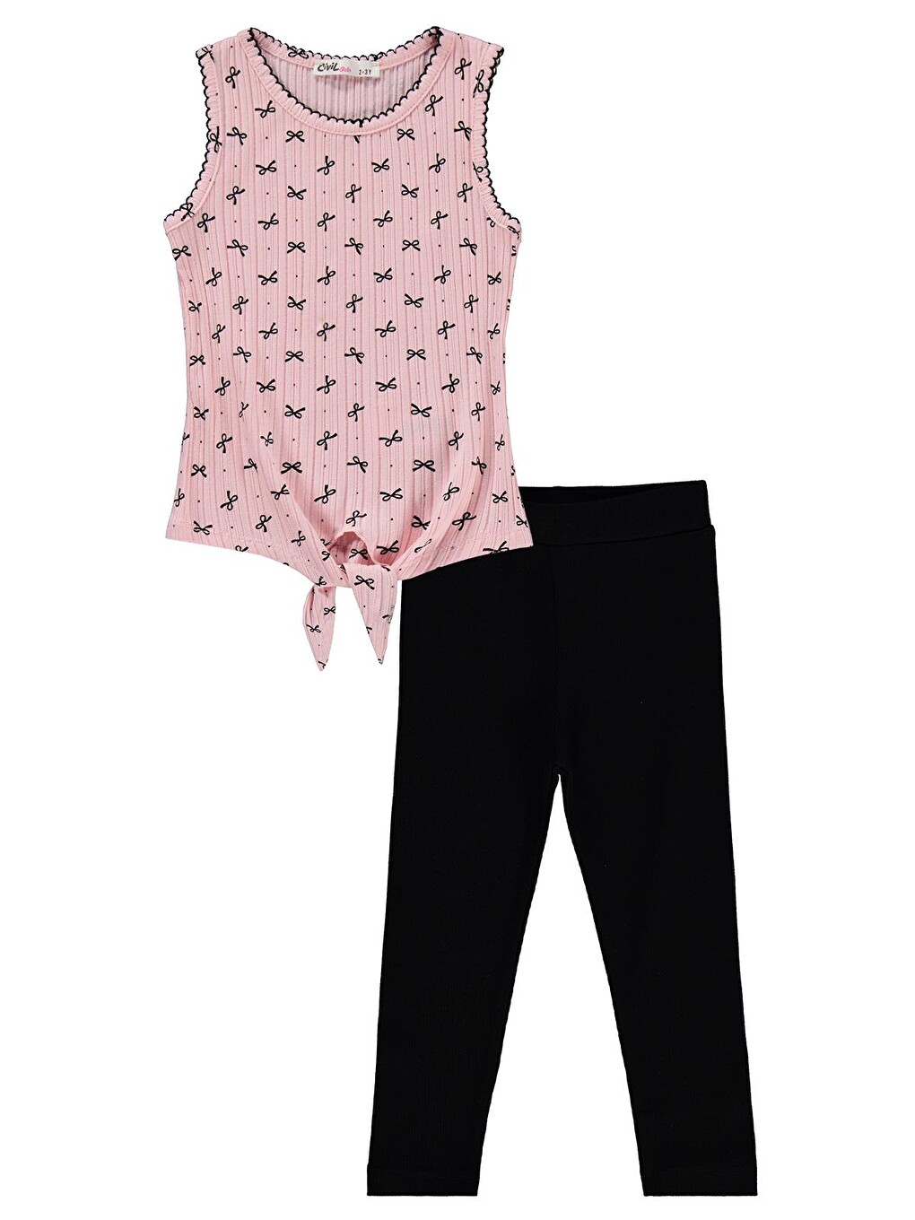 Girls Fiyonk Desenli 2-5 Yaş Takım - Pembe-3