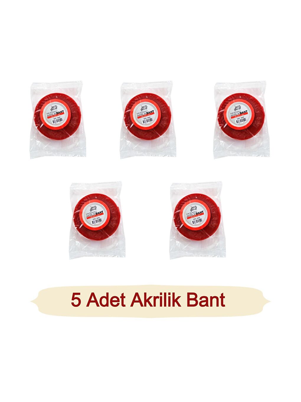 VHB Silikonlu Çift Taraflı Akrilik Bant 19mmx2m 5 Li Set
