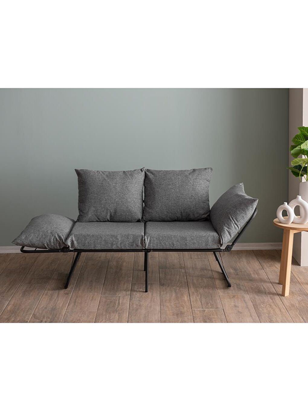 Viper İkili Katlanır Yataklı Koltuk Keten Açık Gri-7