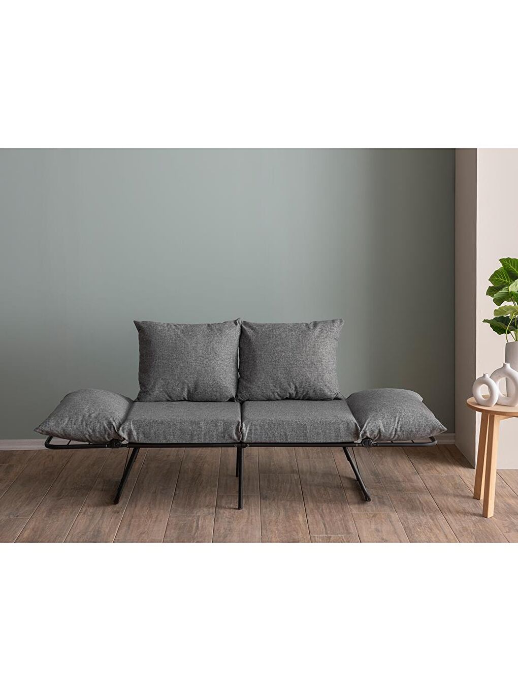 Viper İkili Katlanır Yataklı Koltuk Keten Açık Gri-8