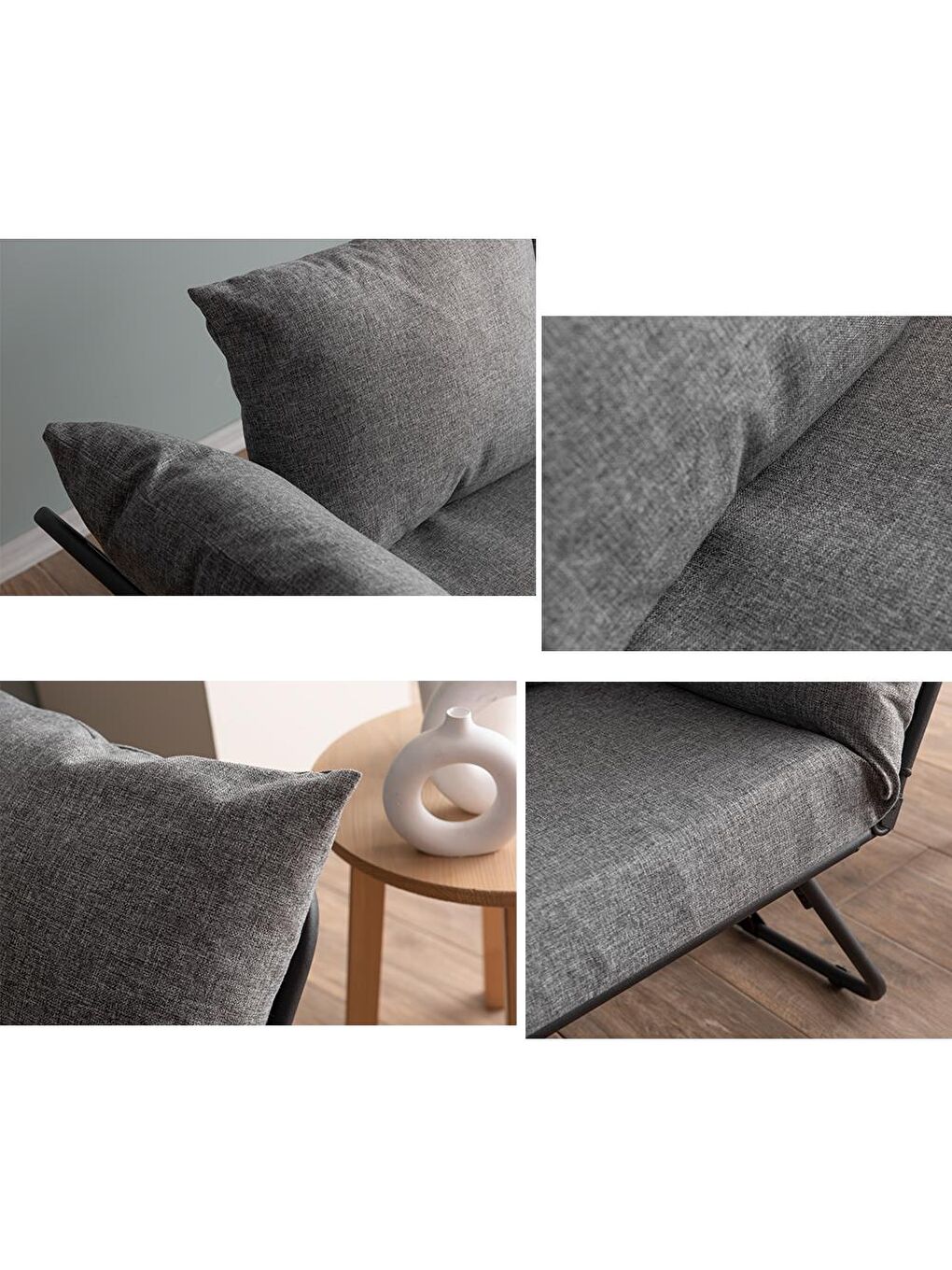 Viper İkili Katlanır Yataklı Koltuk Keten Açık Gri-9