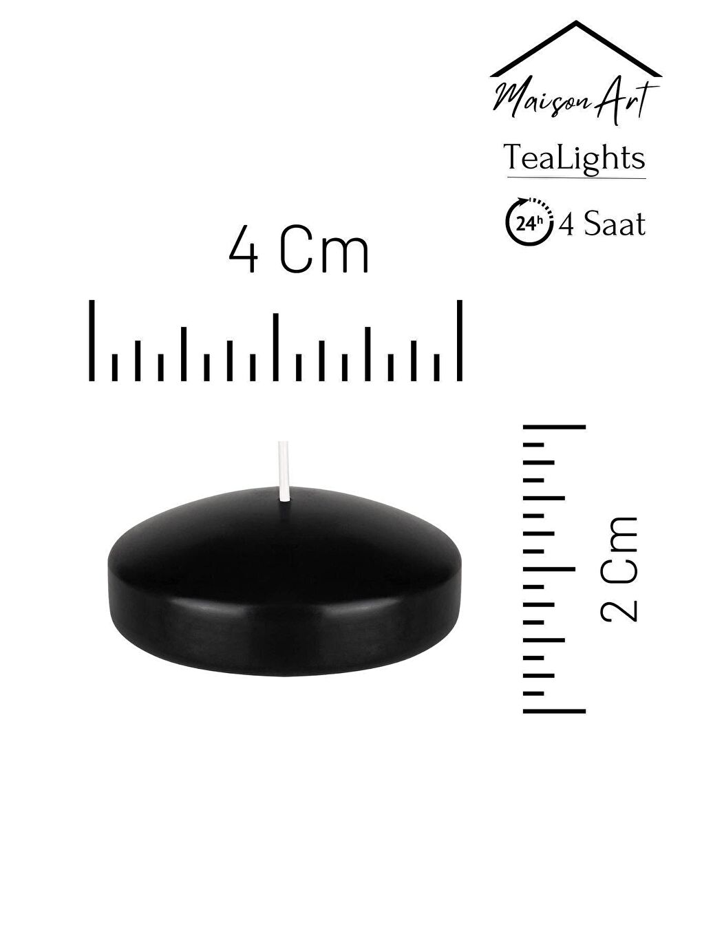 Float | Siyah 24 Adet Yüzen Mum | 4 Saat Yanan Tea Light Mum | Kokusuz Terapi Mumu-1