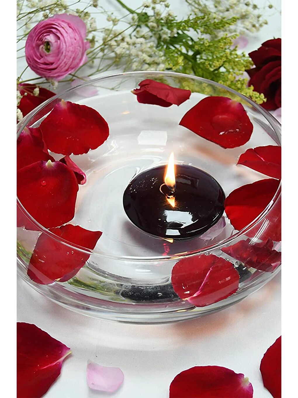 Float | Siyah 24 Adet Yüzen Mum | 4 Saat Yanan Tea Light Mum | Kokusuz Terapi Mumu-4