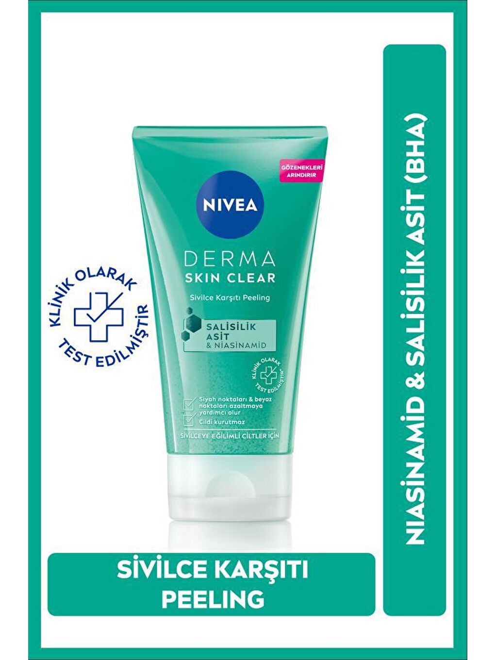 NIVEA Şeffaf Derma Skin Clear Sivilce Karşıtı Yüz Temizleyici Peeling 150 ml, Tonik 200 ml, Bez Çanta Hediye - 2