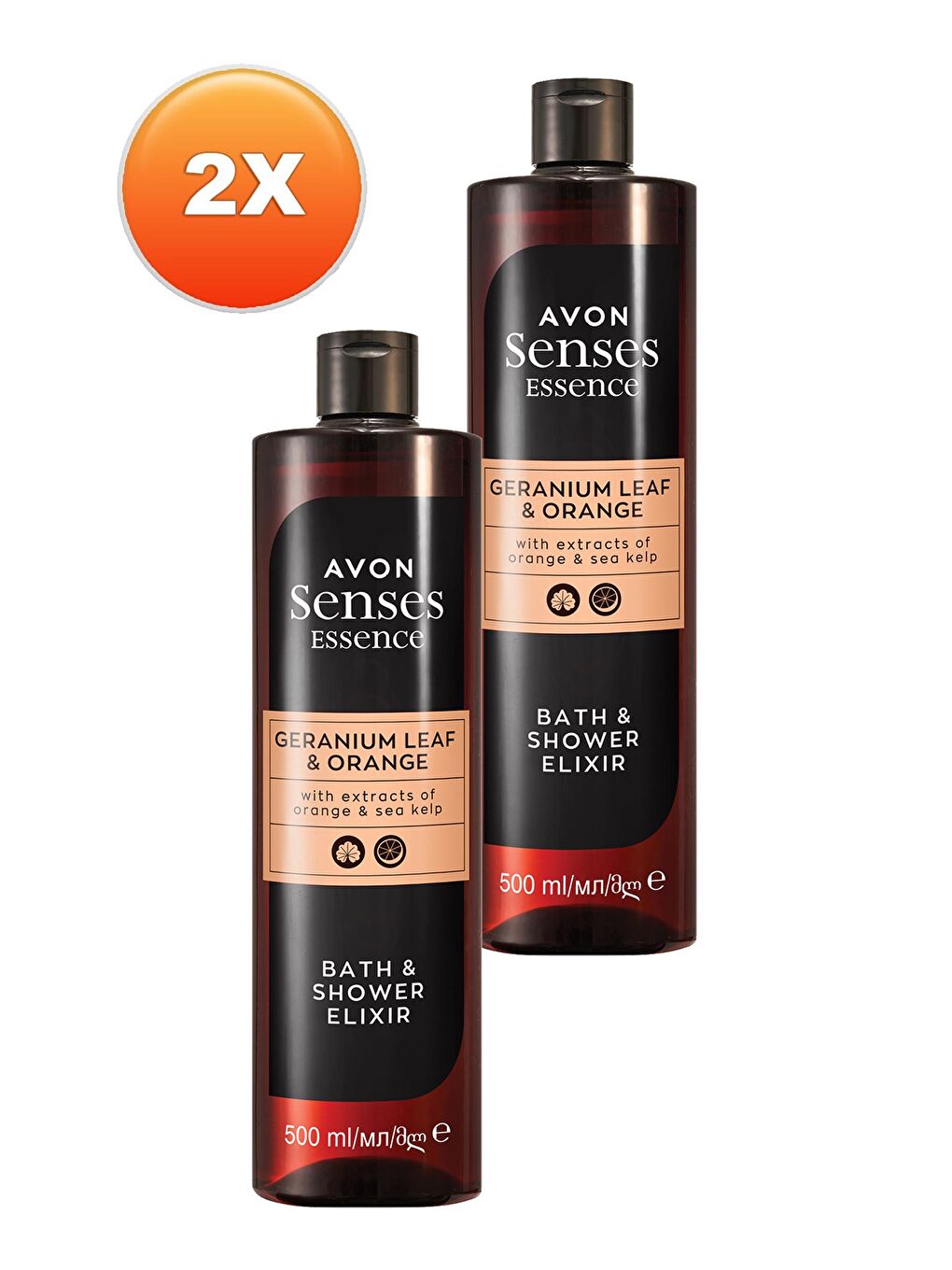 AVON Renksiz Senses Essence Sardunya Yaprağı ve Partakal Kokulu Duş Jeli 500 Ml. İkili Set - 1