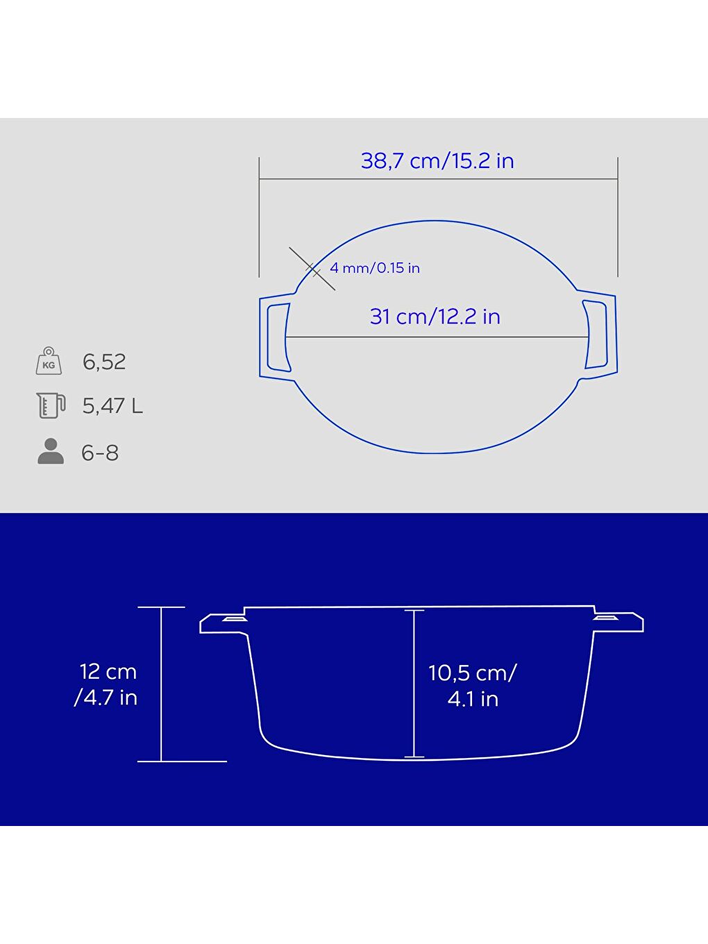 Mavi Oval Tencere Edition Serisi Ölçü 25x31 cm-4