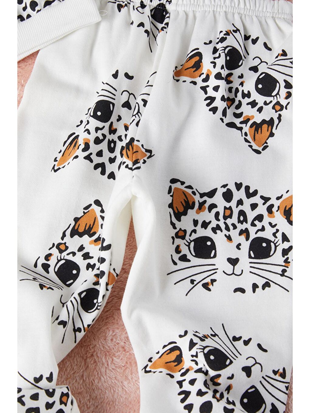 Ekru Kedi Baskılı Kız Çocuk Eşofman Takımı 17316-3