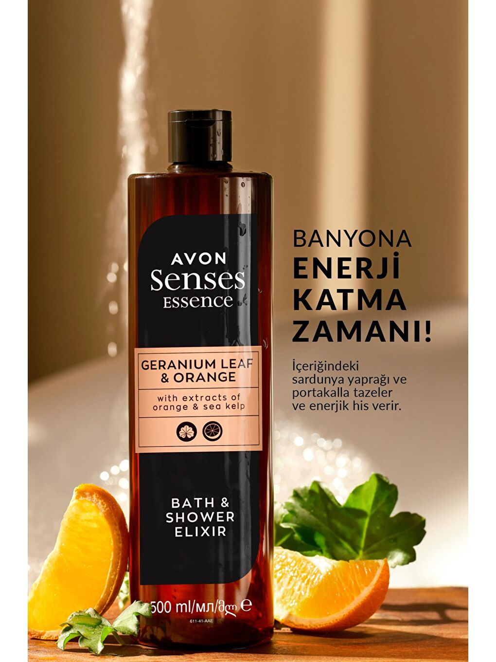 AVON Renksiz Senses Essence Sardunya Yaprağı ve Partakal Kokulu Duş Jeli 500 Ml. İkili Set - 4