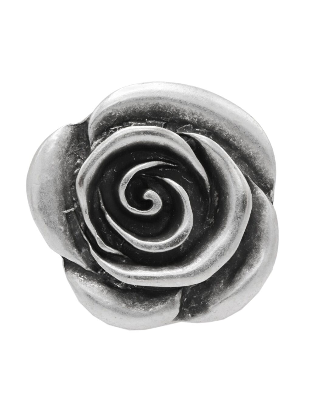 Gri Kadın Antik Gümüş Kaplama Ayarlanabilir Gül Formlu Yüzük