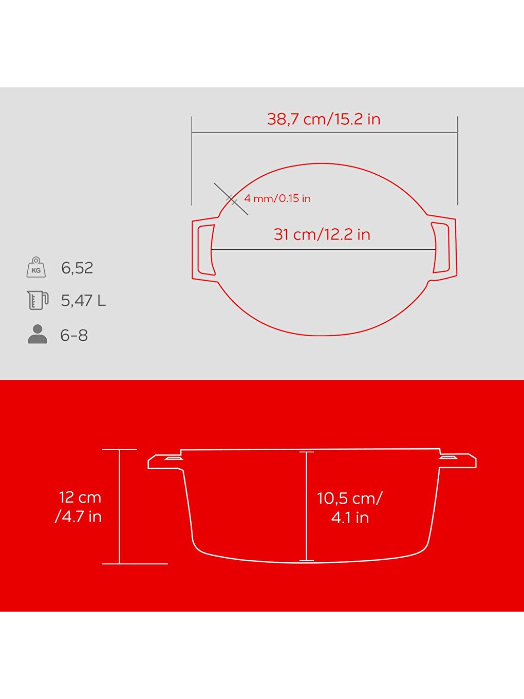 Kırmızı Oval Tencere Edition Serisi Ölçü 25x31 cm-4