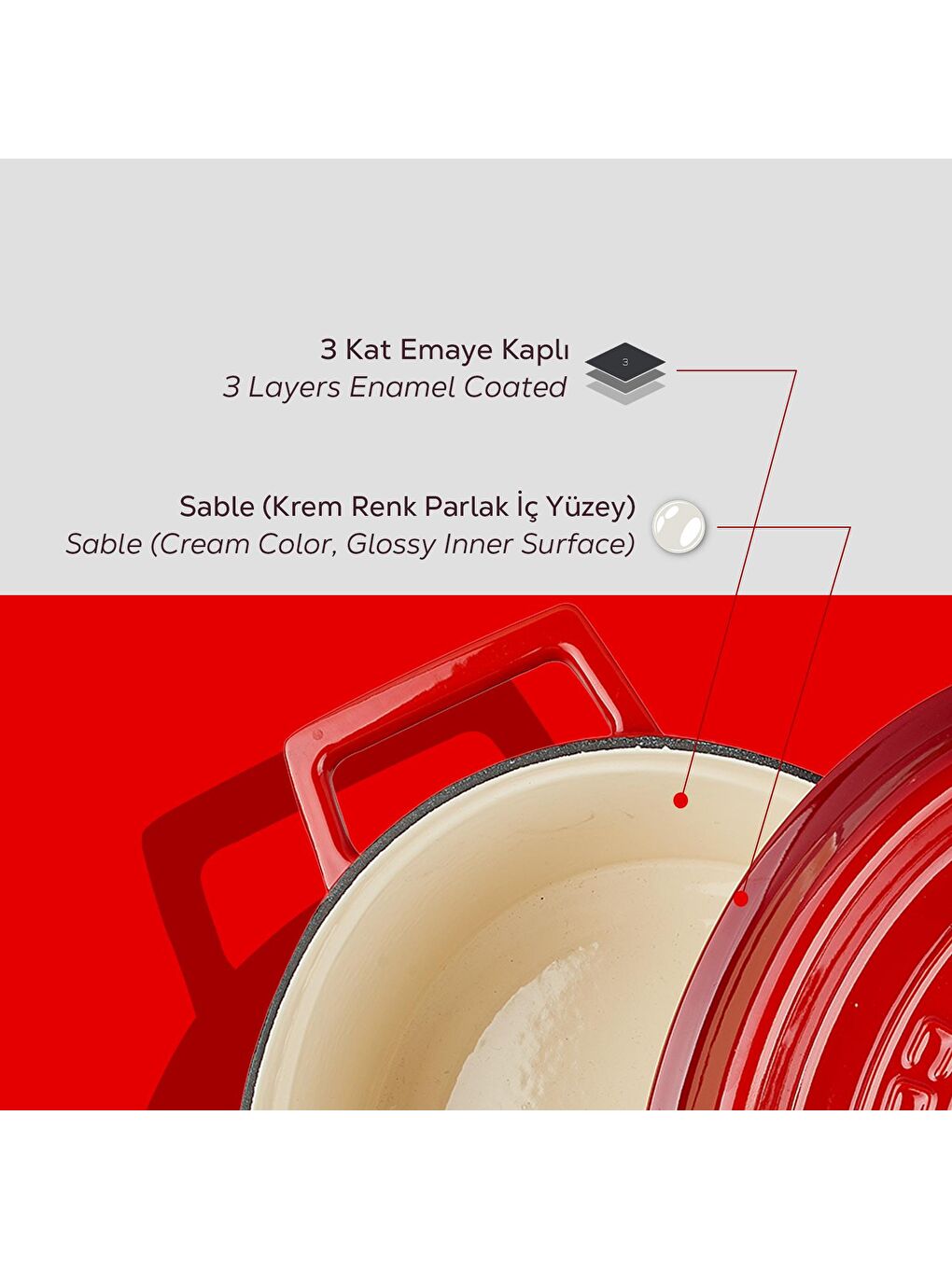 Kırmızı Oval Tencere Edition Serisi Ölçü 25x31 cm-5