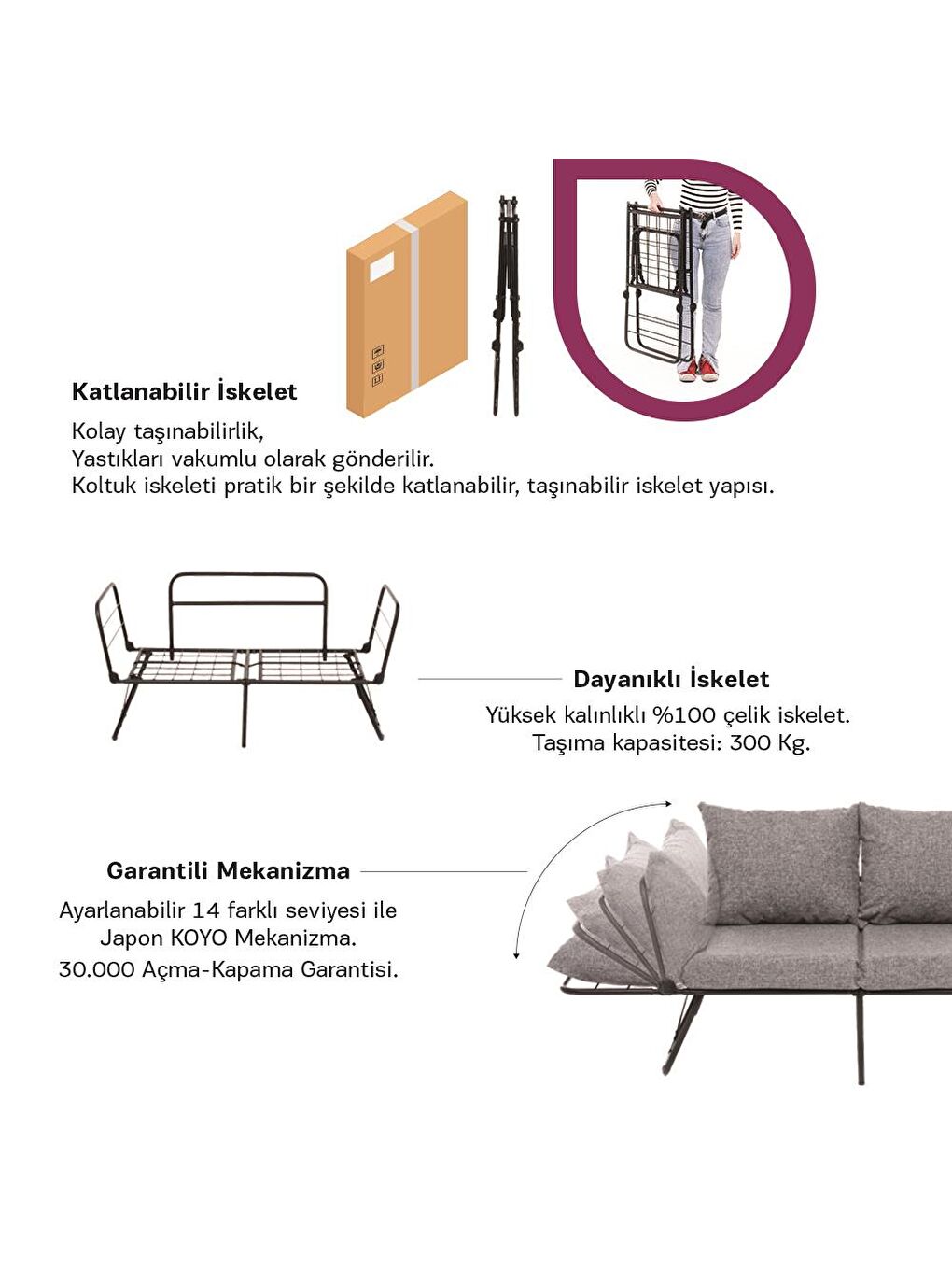 Viper İkili Katlanır Yataklı Koltuk Soho Gri-6