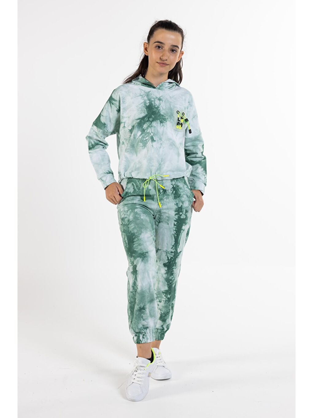 Yeşil Kız Çocuk Loco Baskılı Batik Eşofman Takımı 14120