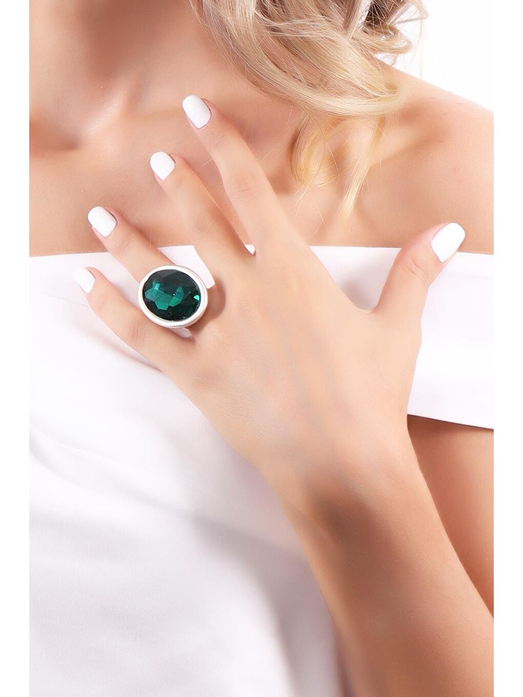 Gri Kadın Antik Gümüş Kaplama Taşlı Hürrem Yüzük-3